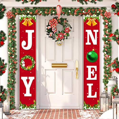 Product Cover ORIENTAL CHERRY Christmas Decorations Outdoor - Joy Noel Porch Signs Banners - Red Large Xmas Navidad Holiday Decor for Home Indoor Exterior Front Door Yard Living Room Wall Apartment Party
