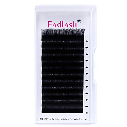 Product Cover FADLASH Eyelash Extensions 8-20mm Length Lash Extensions C D Curl Silk 0.07 0.20 Thickness Premium Single Lashes (0.07-C, 20mm)