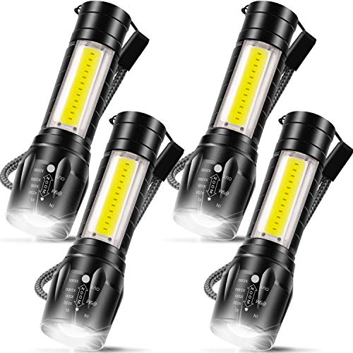 Product Cover 4 Pieces USB Rechargeable Flashlight 3 Modes, Bright LED Handheld Flashlight with COB Side Lights Portable Flashlights for Camping, Hiking, Emergency and Daily Use
