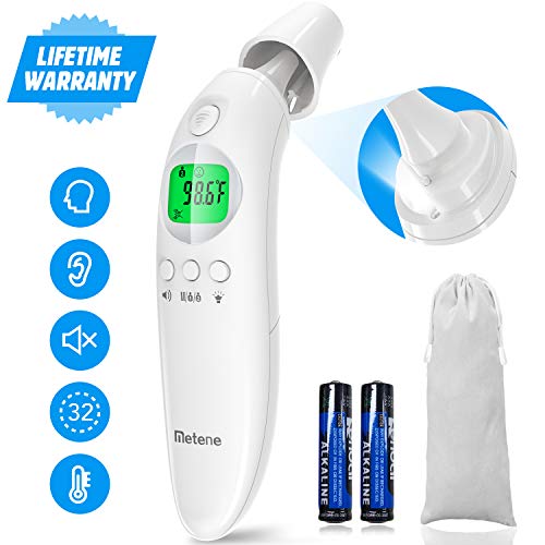 Product Cover 【New 2020 Version】Medical Ear Thermometer with Forehead Function, 32 Set Memory Records with Fever Alarm,Digital Infrared Temporal Thermometer for Fever, Instant Accurate Reading for Baby and Adults