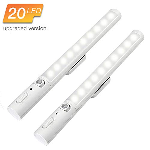 Product Cover Under Cabinet Lighting Wireless Led Closet Light Battery Powered Motion Sensor Light 20 LED Bulbs Magnetic Stick-on Portable Night Light-Security for Cabinet, Wardrobe, Kitchen, Hallway (2 Pack)