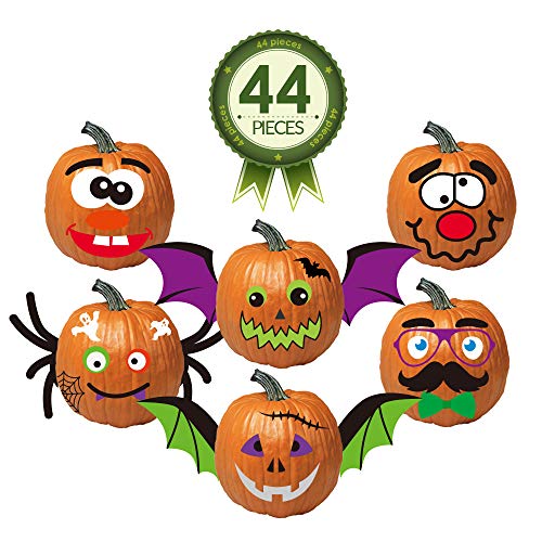 Product Cover Kayco Outlet Pumpkin Decorating Kit Stickers - 44 Piece Halloween Funny Foam Face Decorating Kits