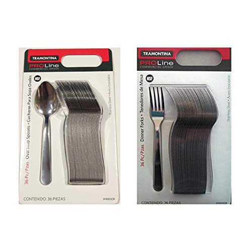 Product Cover Tramontina Pro Line 36 Dinner Forks Commercial Grade Stainless Steel + 36 Spoon