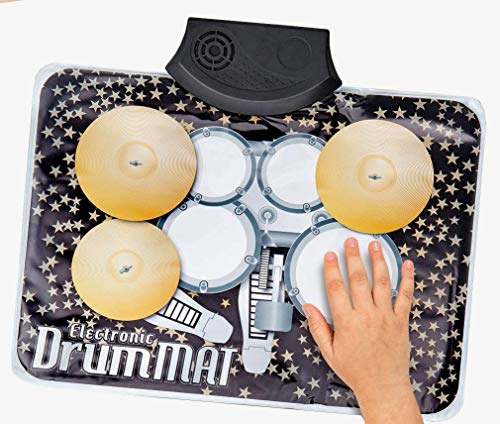 Product Cover Electronic Drum Mat Touch Sensitive Toy for Kids - Built in Speaker Learning Musical Education Portable Practice Fun Toy