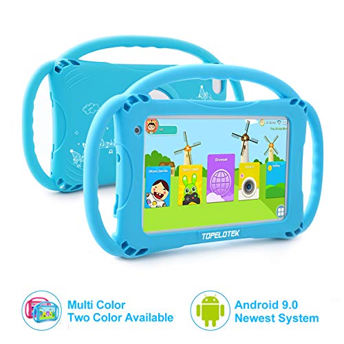 Product Cover Kids Tablet 7 Android Kids Tablet for Toddlers Kids Friendly Learning Tablet with WiFi Camera Children's Tablets Android 9.0 1GB + 16GB Parental Control with Shockproof Case (Blue)
