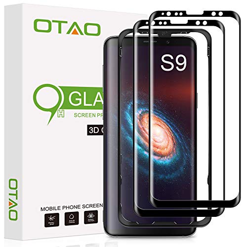 Product Cover Galaxy S9 Screen Protector Tempered Glass (2 Pack), OTAO 3D Curved Dot Matrix [Full Screen Coverage] Glass Screen Protector for Samsung Galaxy S 9 with Installation Tray [Case Friendly]
