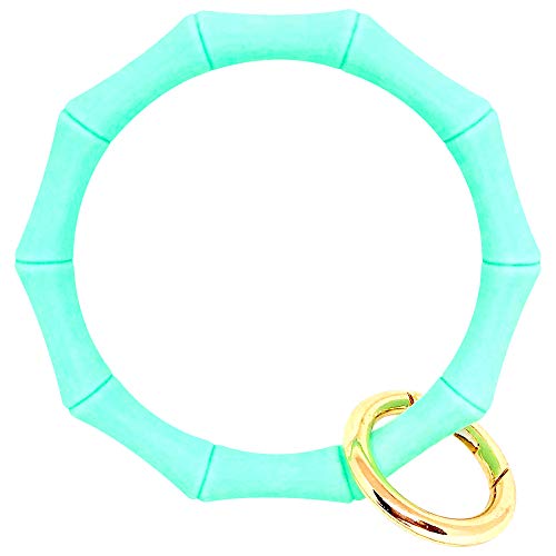 Product Cover Hadley Mae Designs Bamboo Bracelet Key Ring Wristlet Keychain Bracelet Keychains for Women Big O Key Ring Bracelet Bangle Key Ring Bracelet Silicone Key Ring Bracelet Key Fob Keychain (Mint Green)