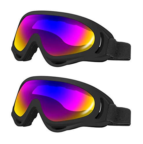 Product Cover LJDJ Ski Goggles, Pack of 2 - Snowboard Adjustable UV 400 Protective Motorcycle Goggles Outdoor Sports Tactical Glasses Dust-Proof Combat Military Sunglasses for Kids Boys Girls Youth Men Women