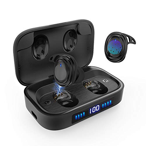 Product Cover True Wireless Earbuds Bluetooth 5.0 Headphones, IPX7 Waterproof Touch Control Earbuds, 75 Hours Playtime with 2000 mAh LED Display Charging Case[As Power Bank], HD Stereo Built-in Mic in-Ear Earphones