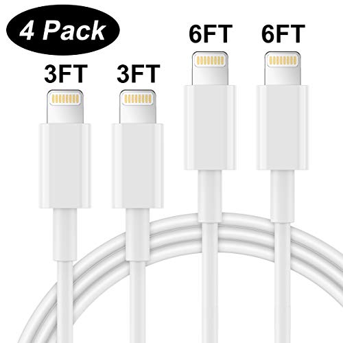 Product Cover AUNC iPhone Charger 4PACK 3/3/6/6Feet Long USB Charging Cable High Speed Connector Data Sync Transfer Cord Compatible with iPhone Xs Max/X/8/7/Plus/6S/6/SE/5S iPad