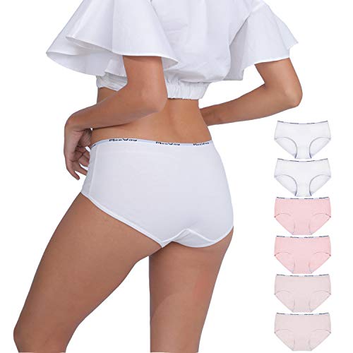 Product Cover MeeWay 50% 0ff Women's Soft Underwear Panties Hipster Low Rise Comfortable Cotton Briefs Breathable Panty 6 Pack