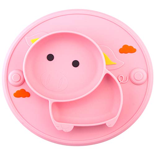 Product Cover Baby Silicone Plate Suction Toddler Plates Mini Plate Placemat for Kids and Infants Self Feeding One-Piece Strong Suction BPA Free, FDA Approved, Microwave & Dishwasher Safe (Pink)