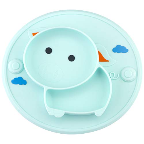 Product Cover Baby Silicone Plate Suction Toddler Plates Mini Plate Placemat for Kids and Infants Self Feeding One-Piece Strong Suction BPA Free, FDA Approved, Microwave & Dishwasher Safe (Green)