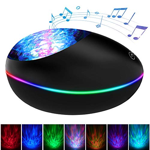 Product Cover Ocean Wave Projector, Lucky Stone Ocean Lights with 12 LED Adjustable Lightness & 7 Lighting Modes, Support TF Card Bluetooth Music Speaker Bedside Night Light for Baby Kids Adult Bedroom Living Room