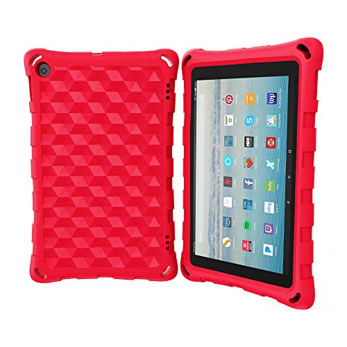 Product Cover All Tablet 8 Case (Compatible with 6th/7th/8th Generation Tablets, 2016 and 2017 and 2018 Releases) - DJ&RPPQ Anti Slip Shockproof Light Weight Protective Cases [Kids Friendly] - Red