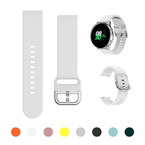 Product Cover Minggo Band Compatible with Samsung Galaxy Watch Active/Active2 40mm/44mm,Silicone Sports Wristband Replacement Compatible for Galaxy Watch 42mm/Gear S2 Classic/Gear Sport Smart Watch (White)