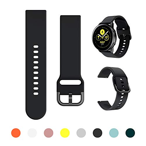 Product Cover Minggo Band Compatible with Samsung Galaxy Watch Active/Active2 40mm/44mm,Silicone Sports Wristband Replacement Compatible for Galaxy Watch 42mm/Gear S2 Classic/Gear Sport Smart Watch (Black)