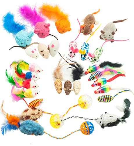 Product Cover Fashion's Talk Mouse Cat Toys Mixed Bag 27 Assorted Mice Toy for Cats Kitten Catnip,Feather,Furry,Rattle,Plush,Fur,Interactive Kitty Toys
