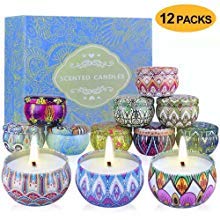 Product Cover Relax Deep Sleep Scented Candles, Lemon, Fig, Lavender, Spring Fresh,Rose ，Jasmine，Vanilla，Bergamot,Strawberry, peppermint, rosemary, gardenia,Natural Soy Wax Portable Travel Tin Fragrance,-12 pack