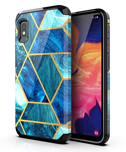Product Cover QQCASE Samsung Galaxy A10E Case,Samsung A10E Case Cute Marble Case Tow Layer Soft Silicone & Hard Back Cover Heavy Duty PC+TPU Anti-Scratch Shockproof Case for Galaxy A10E-Black Green