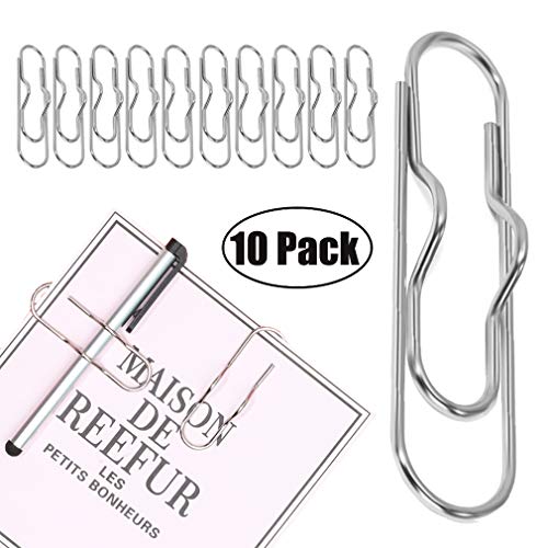 Product Cover MXRS Pen Clips Silver,70mm-20mm Stainless Steel Pencile Holder for Notebook,Journals,Paper,Clipboard,Pictures-Fits Almost Any Pen Size 10 Pack