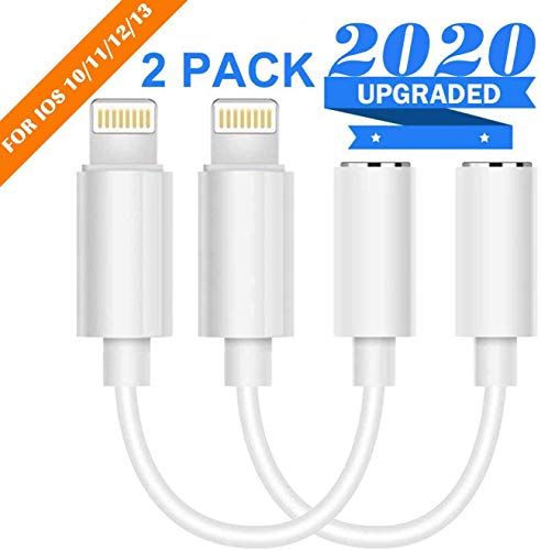 Product Cover (2 Pack) Lighting to 3.5mm Headphones/Earbuds Jack Adapter Aux Cable Earphones/Headphone Converter Accessories Support iOS 12/11-Upgraded Compatible with iPhone Xs MAX/XR/X/8/8 Plus/7/7 Plus/ipad/iPod