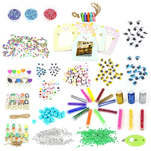 Product Cover Pickme Craft Decor Set - 70 Pcs Decorative Elements for Art and Craft Projects. Glitters, Sequins, Mini-Clothespins, Beads, Stars, Hearts and More - Perfect Addition to Your Pickme Crafting Box #6
