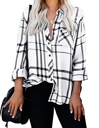 Product Cover ZC&GF Women's Long Sleeve V-Neck Stripes Casual Blouses Pocket Button Down Shirt Tops