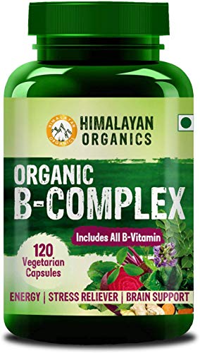 Product Cover Himalayan Organics Organic B Complex Vitamins B12, B1, B3, B2, B9 and Biotin for Metabolism, Hair and Energy - 120 Veg Capsules