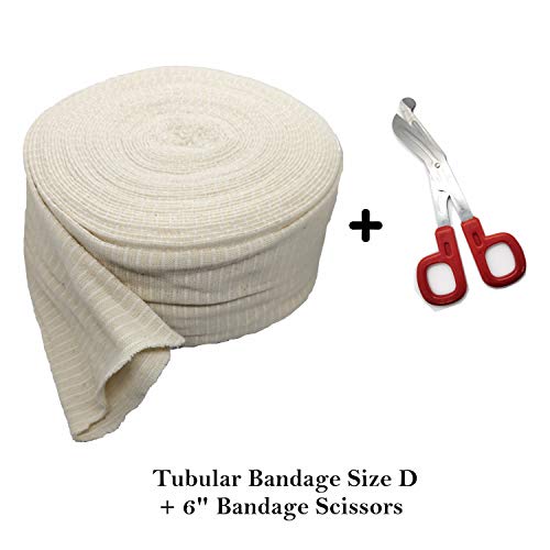 Product Cover Tubular Bandage Size D, 3 Inches x 33 Feet ( 7.5 Center Meters x 10 Meters)  plus 1 Pair of Medical Scissors