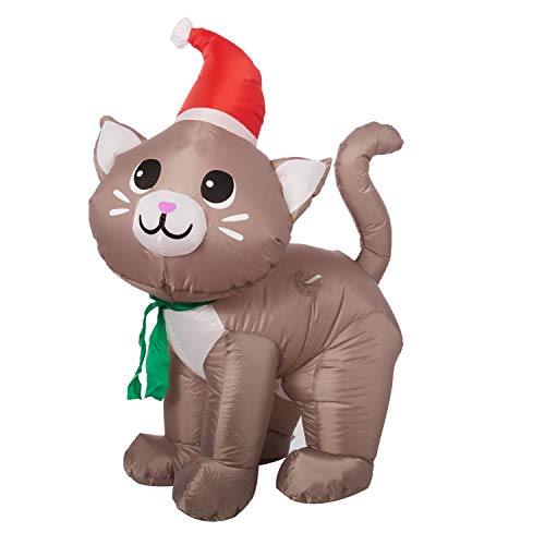 Product Cover Gemmy Inflatable 3.5' Tall Christmas Kitten Cat with Santa Hat Outdoor Holiday Decoration