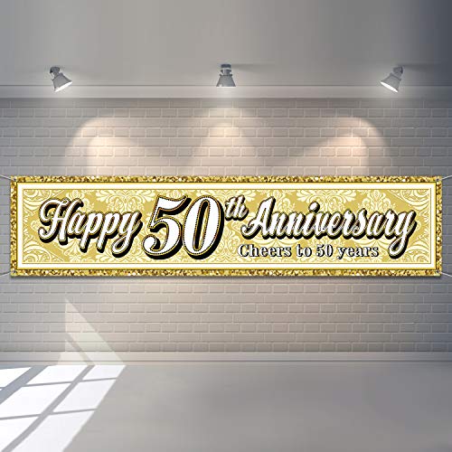 Product Cover Happy 50th Anniversary Banner Cheers to 50 Years Party Decorations Anniversary Sign Banner for 50th Anniversary Birthday Party Wedding Anniversary Big Event Party Supplies