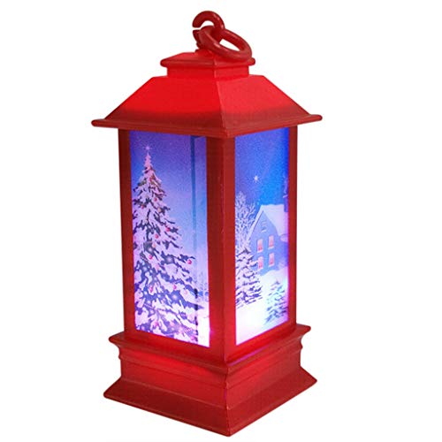 Product Cover Christmas Lantern Decorations | Snow Globes Battery Operated LED Light Tabletop Kitchen Santa Sleigh Lamps Lights (14x5.2cm, D)