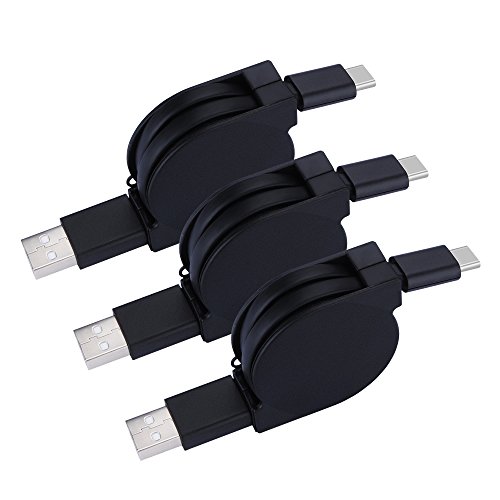 Product Cover Retractable USB C Cable, 3Pack 3.3FT USB Type C Charging Cable Fast Charger Compatible Samsung Galaxy A10e A20 A50 A70 A80 A90, S10e S10 S9 S8 Plus Note 10/9/8, LG Stylo 4/5 G7/G8 ThinQ Q7 V50/V35/V30