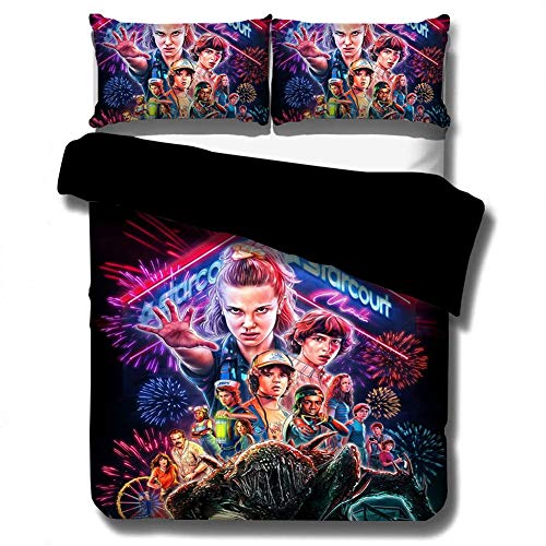 Product Cover Qweryboo Duvet Cover Set - Stranger Things Comforter Cover - 1 Duvet Cover and 2 Pillow Cover Case(Twin 68'' × 86'')