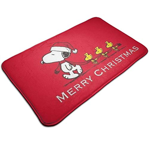 Product Cover Duwamesva Bath Mat- Merry Christmas Snoopy Design, Non Slip Absorbs Soft Rug Carpet for Indoor Outdoor Patio-19.5 X 31.5 Inch