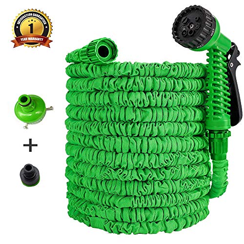Product Cover Inshere Upgraded Expandable Garden Hose Stretchable Magic Water Hose with Nozzle and Solid Fittings Flexible Lightweight Hose for Outdoor Garden Lawn Car Full Set Ready (25ft)-Green