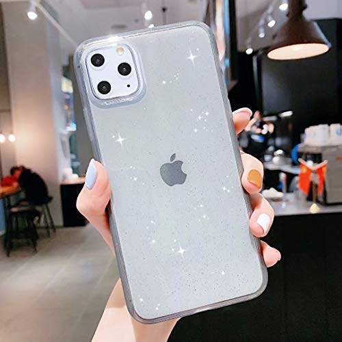 Product Cover iPhone 11 Pro Max Case Glitter,Anynve Clear Glitter Sparkle Bling Case [Air Cushion Anti-Shock Matte Edge Bumper Design] Cute Slim Soft Silicone Gel Case Compatible for iPhone 11 Pro Max 6.5''-Black