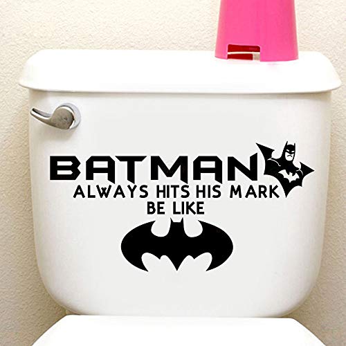 Product Cover Ewdsqs Batman Toilet Decal - Batman Always Hits His Mark Superhero Seat Toilet Stickers - Restroom Bathroom Decor (4.7