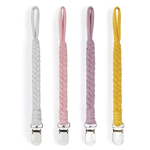 Product Cover KAPIHOUSE Pacifier Clips for Boys and Girls, Baby Holder Leash, Teething Toy or Soothie by Hand-Made Braided（Yellow）