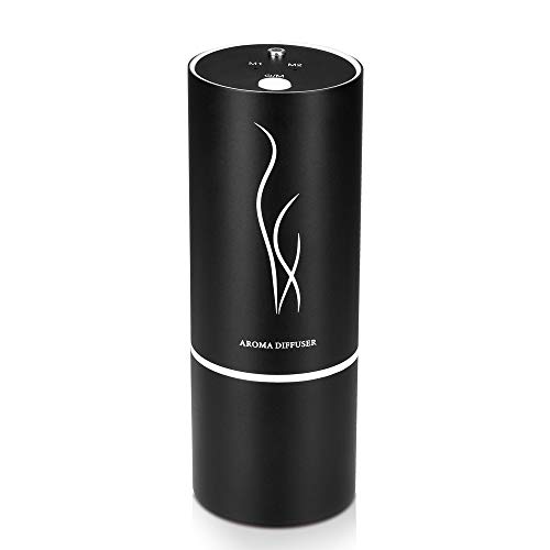 Product Cover Essential Oil Diffuser Waterless 20ml, USB Operated Metal Mini Car Diffusers for Essential Oils, Portable Aromatherapy Diffusers Plug-in, No Heat No Light for Large Room Kids Room, Black