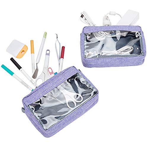 Product Cover HOMEST 2 Pack Visible Pouch for Cricut Tool Accessories, Storage Bag for Cricut Basic Set, Pens, Power Cord, Purple (Patent Design)