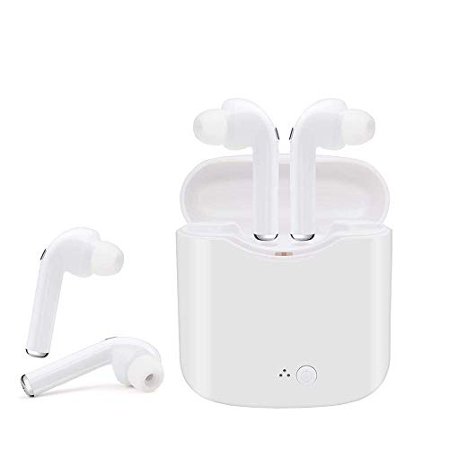Product Cover Wireless Bluetooth Earbuds, Mini Waterproof Headphones Hands-Free Calling Earphones Sport Driving Headsets 5 Hour Playtime with Mic and Charging Box for Smart Phones and Other Smart Devices (White)