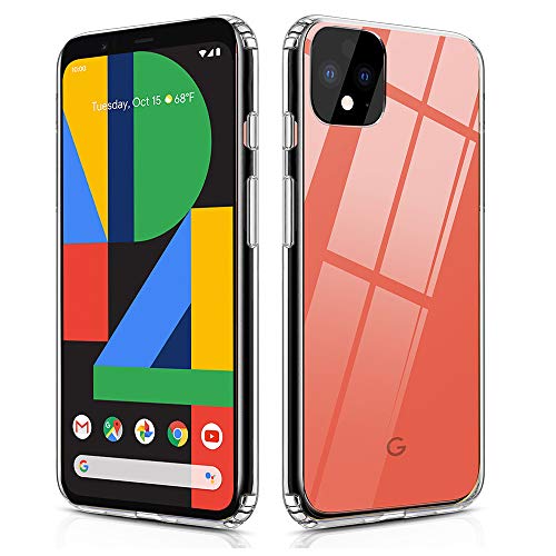 Product Cover OULUOQI Compatible for Google Pixel 4 Case 2019, Shock Absorption Clear Case with Hard PC Back Shield+Soft TPU Bumper Cover Case for Google Pixel 4.