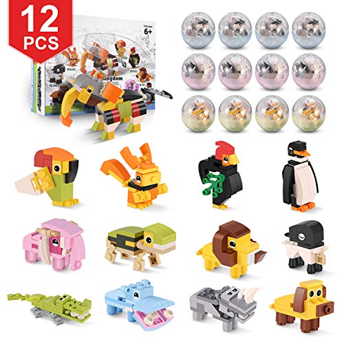 Product Cover QQPOW Toy Party Favors for Kids Mini Animal Building Block,12PCS Toys Set for Boys Girls,Fillers Carnival Prizes,Birthday Gift,School Rewards