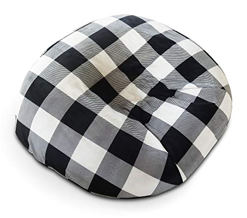 Product Cover Newborn Lounger Cover | Minky Farmhouse Look | Removable & Washable | Premium Soft Quality | Fits Boppy Infant Lounger Pillow not Included | Great Baby Shower Gift (Minky Black White Buffalo Plaid)