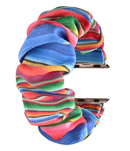 Product Cover KraftyChix Cute Scrunchie Elastic Watch Band Compatible for Apple Watch, Soft and Fashion Elastic Strap Compatible with Iwatch 38mm 40mm / 42mm 44mm Series 1-4 (Serape, 42mm/44mm)