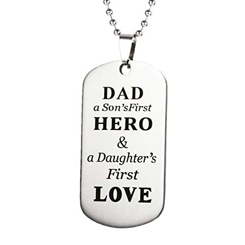 Product Cover Followmoon Hypoallergenic Engraving Stainless Steel Love Words Engraved Dog Tag Keychain Pendent Necklaces Chain Necklaces for Men Women Kids Child Son Daughter Dad Mom Jewelry