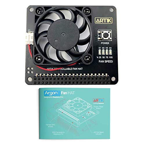 Product Cover Argon Fan HAT for Raspberry Pi 4, Raspberry Pi 3 B, and Raspberry Pi 3 B+ | Includes 40mm Fan and Power Button | Provides Safe Shutdown, Forced Shutdown, and Rebooting