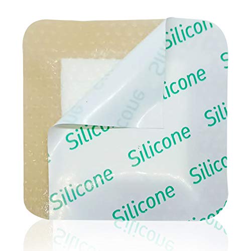 Product Cover [Pack of 10] 3x3 inches Silicone Foam Dressing, Sacral Foam Dressing, Bordered Self Adhesive 5-Layer Foam Dressings for Wounds, High Absorbency Sacrum Foam Dressing, Soft and Bendable for Fast Healing